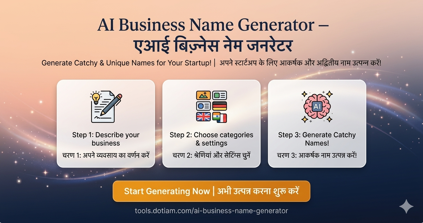 AI Business Name Generator - 10 Unique Business Names Free | DotIAM Tools
